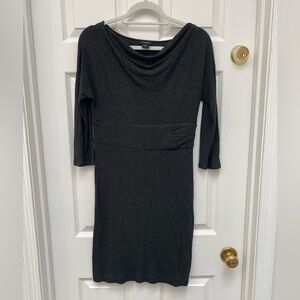 Ann Taylor Charcoal 3/4 Sleeve Cowl Neck Dress - Size 6